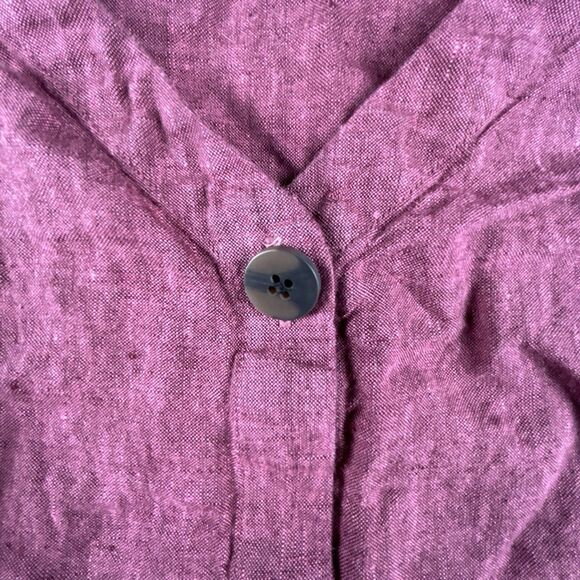 J. Jill 100% Love Linen Cap Sleeve Dress Size XL Maroon Pin-tucked Shirtdress - Picture 5 of 9